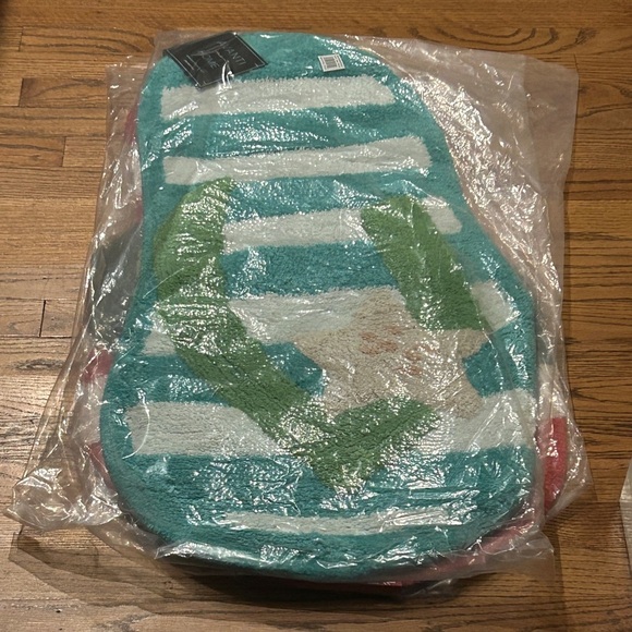 Avanti Flip Flop Cotton Rug NEW Turquoise White Stripe Size Large Coastal Beach - Picture 7 of 9